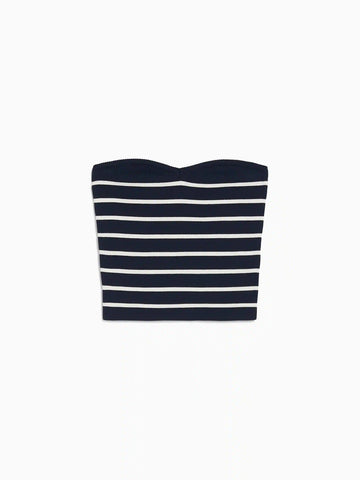Striped Knit Bandeau Crop Top