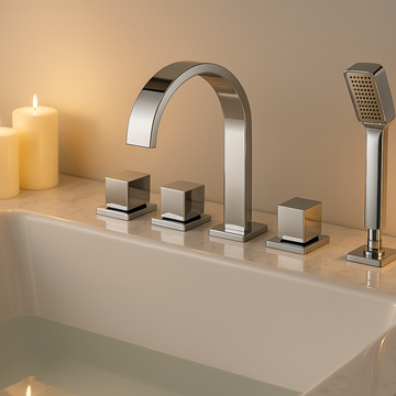 Mitigeur de baignoire de luxe 5 trous chromé