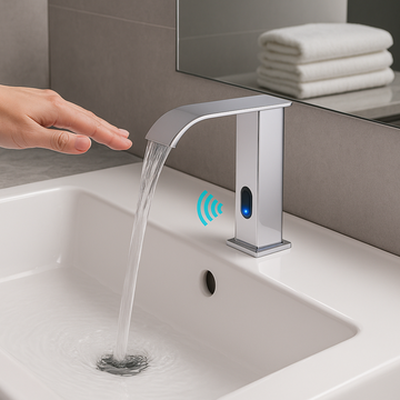 Robinet à capteur chromé pour lavabo