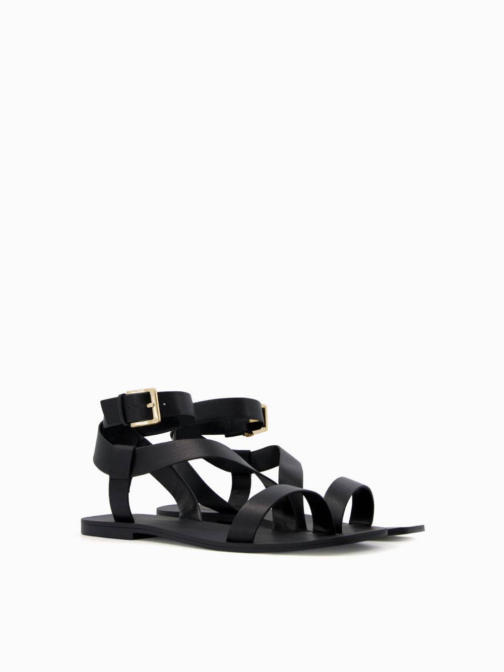 Flache Sandalen mit Knöchelriemen