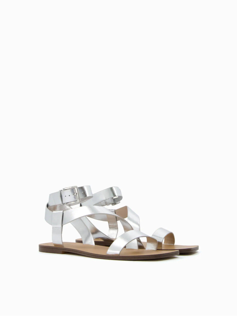 Flache Sandalen mit Knöchelriemen