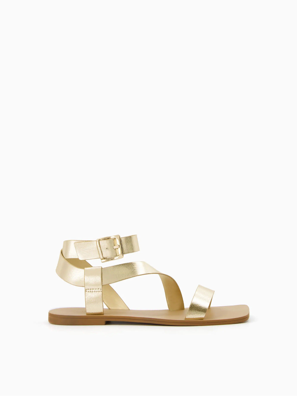 Flache Sandalen mit Knöchelriemen