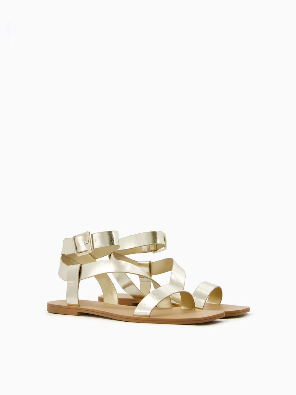 Flache Sandalen mit Knöchelriemen