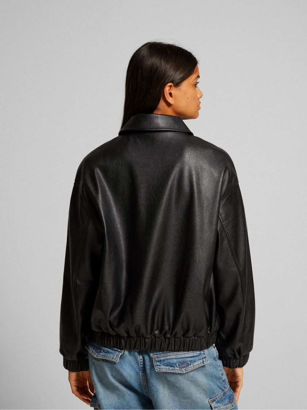 Jacke aus Kunstleder im Dad-Fit