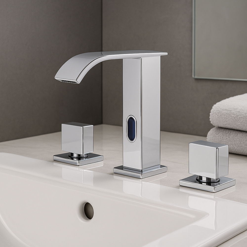Robinet à capteur chromé pour lavabo