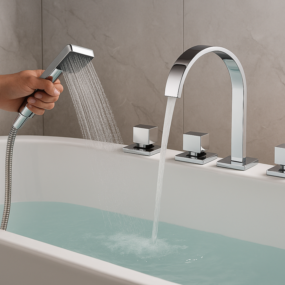 Mitigeur de baignoire de luxe 5 trous chromé